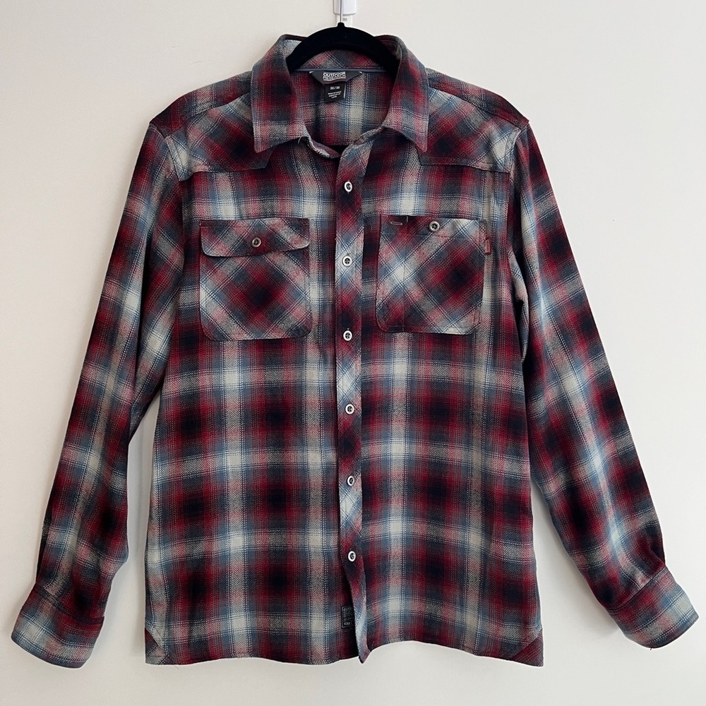 OUTDOOR RESEARCH Men's Flannel Feedback Button Front Shirt Casual Hiking Camping